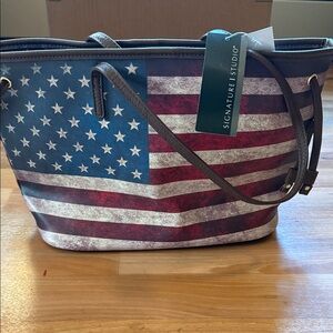 Signature Studio Patriotic Flag Tote Bag in a Bag Stars and Stripes